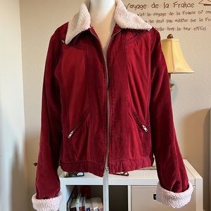 🔥SALE🔥 OUTER EDGE CORDUROY & SUEDE BIKE TEDDY JACKET FAUX-SHEARLING ZIPPER XL